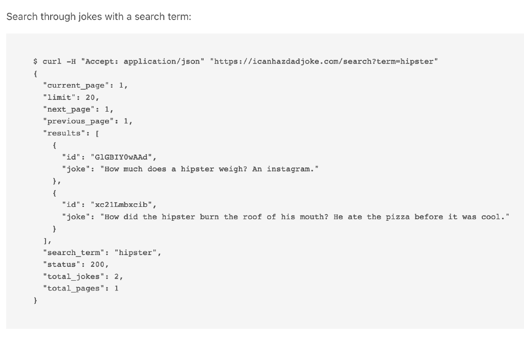 icanhazdadjoke API documentation