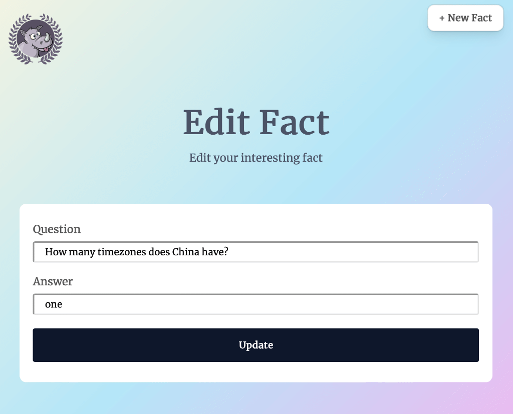 Edit form fields with values