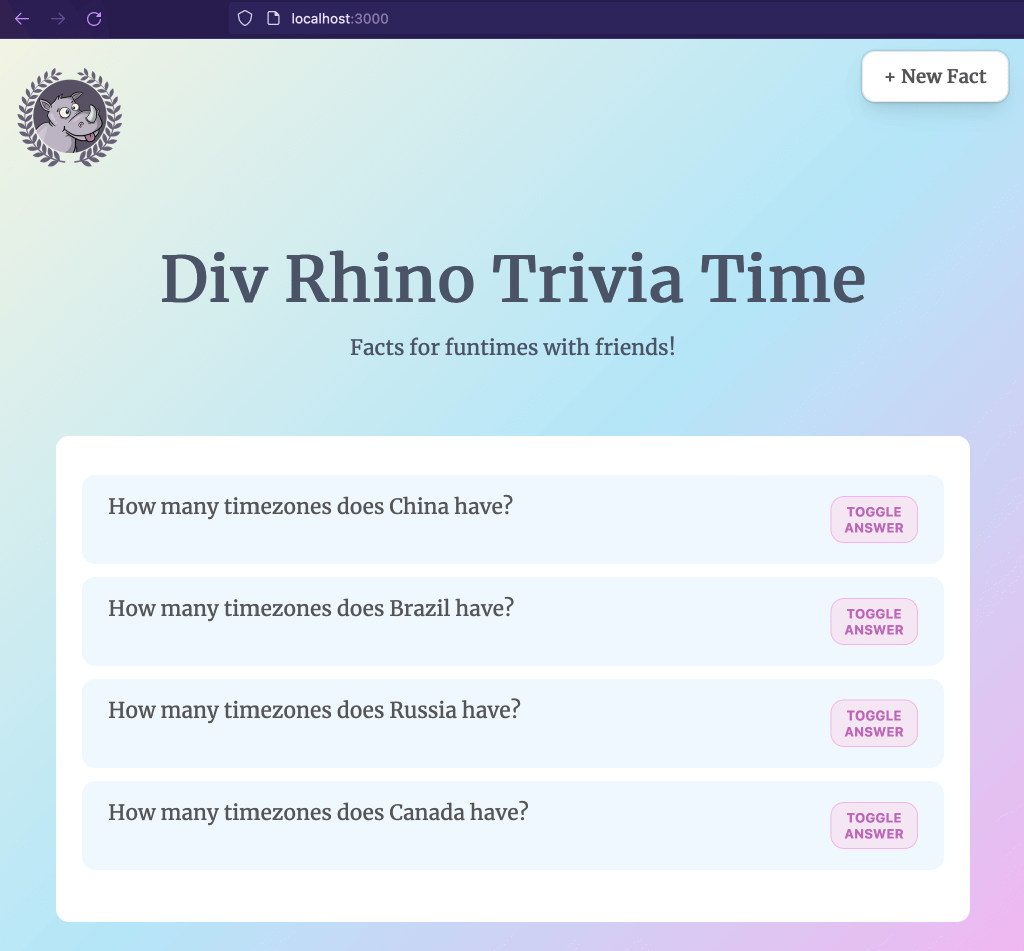 Facts added to index page