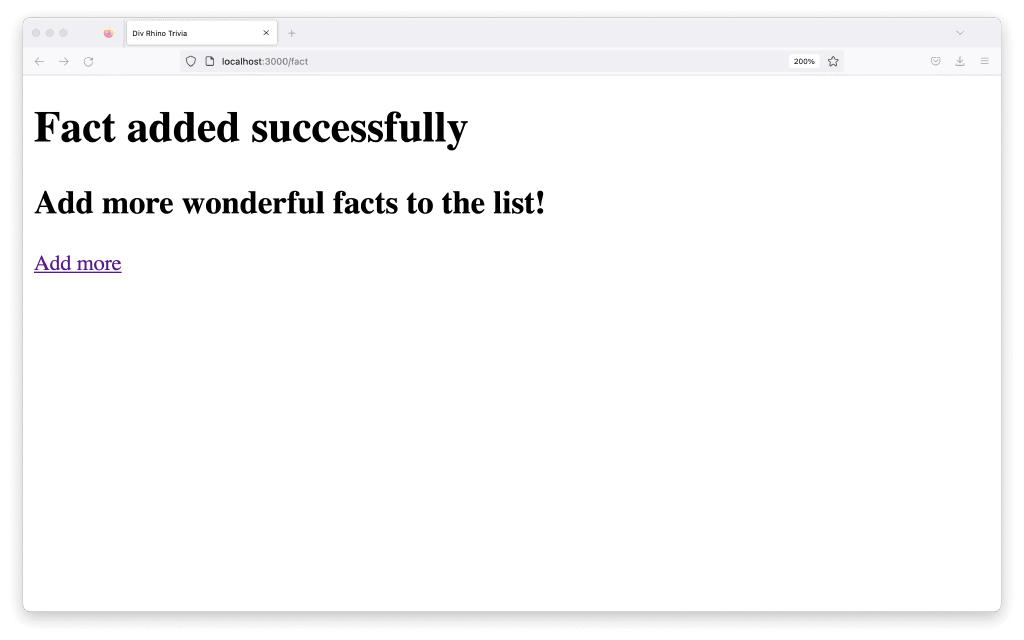 Confirmation page