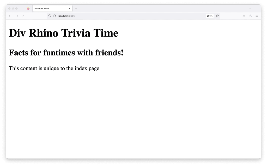 Main layout with unique text from index page