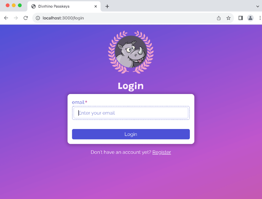 Login page