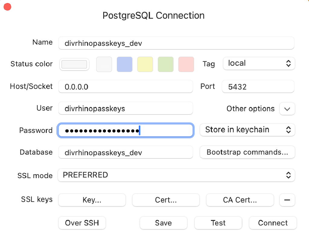 Database client config